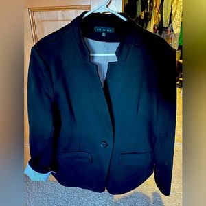 Gibson Look XXL black blazer with optional striped cuff sleeves
